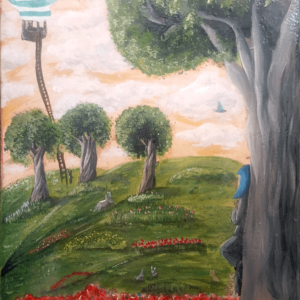 la niña del pelo azul