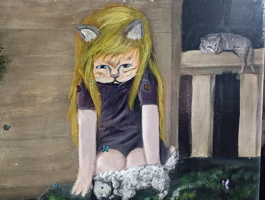 The Bunny Girl, the Cat Girl 50x50x1.5cm - Imagen 3